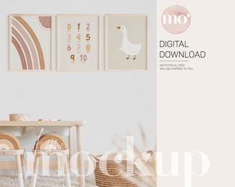 Nursery Frame Mockup Set: 3x4 Ratio, Boho Style (PSD, JPG, PNG Digital Download)