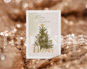 Modelo de cartão de Natal Boho 5x7: modelo PSD (download digital)