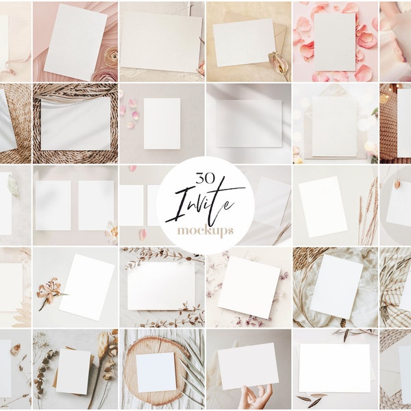 Einladen Mockup Bundle, 30 Mockups, Grußkarten Mockup, Hochzeit Papeterie