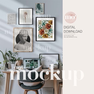 Boho Gallery Wall Mockup: 5 Frames Art Display (PSD Digital Download)