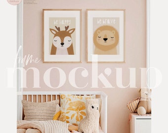Nursery Frames Mockup: 5x7, A4, A3, Wood Frame (Digital Download)