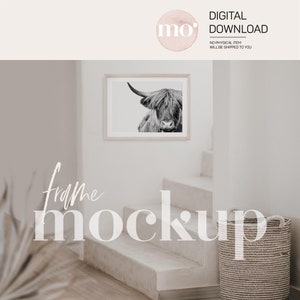 Landscape Frame Mockup: Boho Wall Art, 7x5 Ratio (Digital Download)