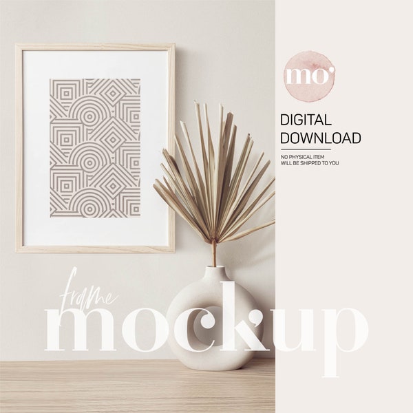 Wooden Frame Mockup, 3x4 ratio, Minimalist Frame Artwork Mockup, Modern Mockup, Minimalist Frames, Poster Mockup