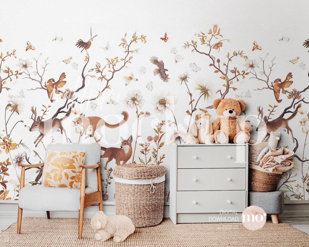 Nursery Wallpaper Mockup: Interior Scene Template (digital Download) - Etsy