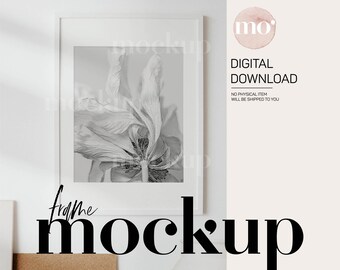 Minimalist White Frame Mockup: 4x5 Artwork Poster Template (Digital Download)