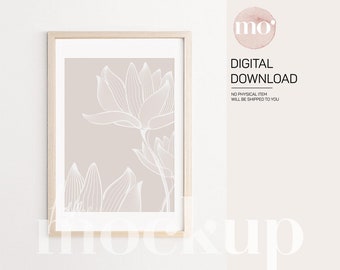Light Wood Frame Mockup: A4/A3 Vertical Print (Digital Download)