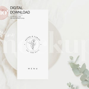 Mockup de menu, mockup de menu de mariage 4x9, mockup de carte stylisée, mockup neutre