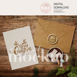 Maqueta de tarjeta de Navidad, plantilla de tarjeta 7x5, plantilla de tarjeta de felicitación, maqueta de invitación de Navidad, objeto inteligente PSD, PNG