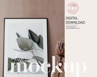 Vertical Black Wood Frame Mockup: 5x7 Ratio (Digital Download)