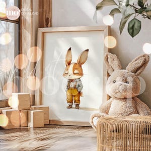 Maqueta de arte de pared para guardería, maqueta de marco de madera, maqueta A4, interior de habitación infantil, póster de pared para guardería
