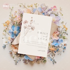 Elegantes 13x18 Karten Mockup, Frühlingshochzeitseinladungskarte Mockup, Baby Shower Invite Mockup, Canva Vorlage, PSD Datei