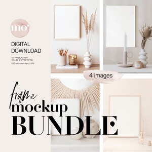 Minimalist Frame Mockup Bundle: 4 PSD Mockups (Digital Download)