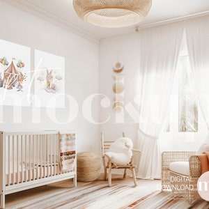 Conjunto de dos maquetas de carteles verticales para guardería, maqueta A3, maqueta de carteles para habitaciones de bebés, objeto inteligente PSD
