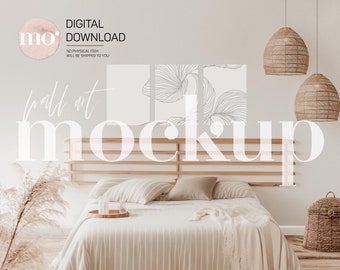 Bedroom Mockup: 3 A3 Posters, 5x7 Ratio (Digital Download)