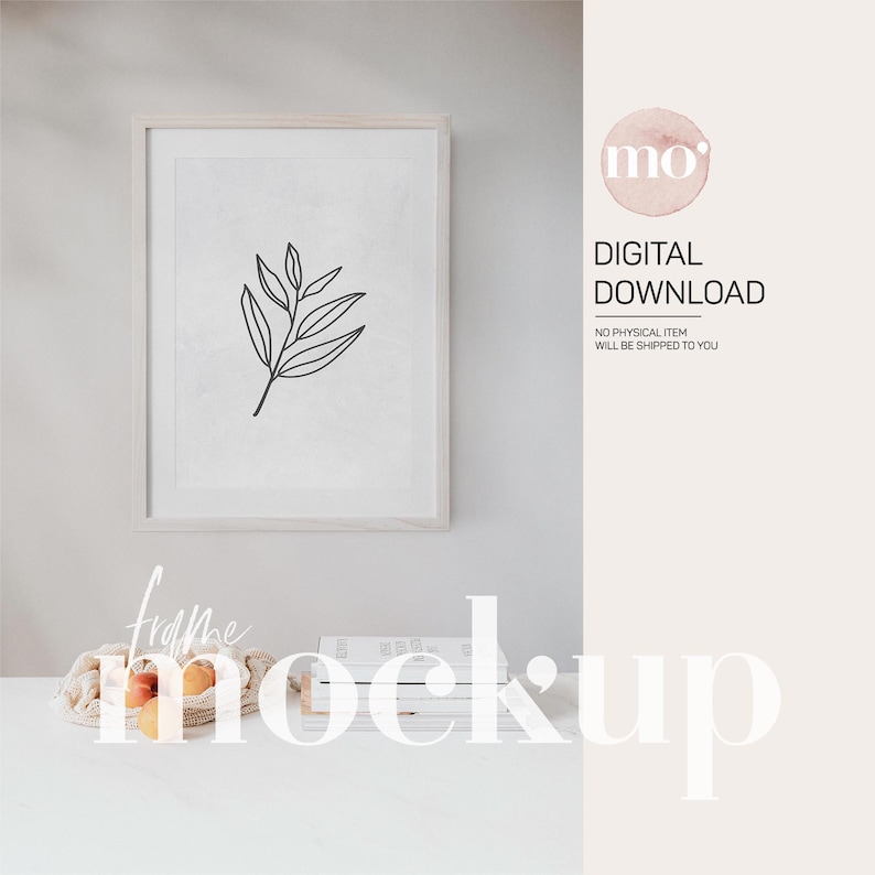 Light Wood Frame Artwork Mockup Modern Mockup Minimalist Etsy