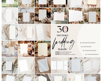 Wedding Mockup Bundle: Invitation, Menu, Sign (Digital Download)