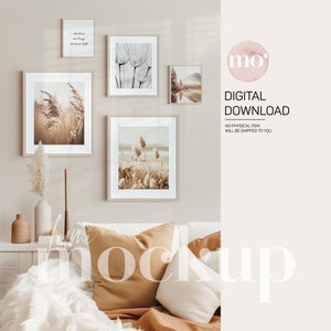 Frame mockup, Set of 5 Frames Mockup, Gallery Wall Mockup, Boho Interior mockup, Black Frames Mockup
