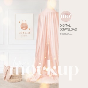 Mockup A4, Mockup Nursery, Mockup interni rosa, Mockup bambino, Mockup cornice bianca