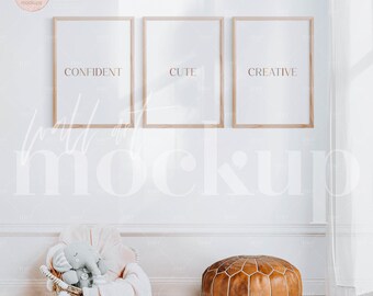 Nursery Frame Mockup: Boho Kids Room Wall Art (Digital Download)