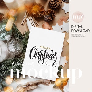 Weihnachtskarten-Mockup, 5x7-Kartenvorlage, Grußkartenmodell, Weihnachtseinladungsmodell, PSD-Smart-Objekt, PNG