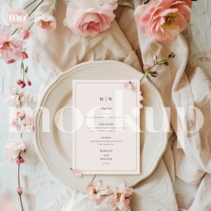 Mockup de menu, mockup de menu de mariage 4x9, mockup de carte stylisée, mockup neutre