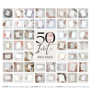 Invite Mockup Bundle, 50 Blanco Karten Mockups, Grußkarten Mockup, Hochzeitspapeterie, Canva Vorlagen