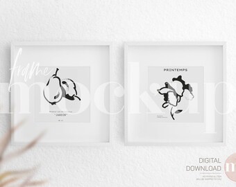 Square Frame Mockup: Two White Frames, 1x1 Ratio (Digital Download)