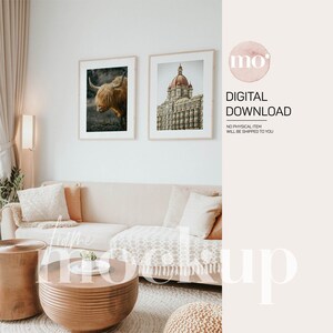 Wood Frame mockup, A3 mockup, Set of 2 Frames Mockup, Boho Gallery Wall Mockup, Boho Wall Art Template