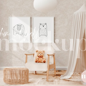 Nursery Frames Mockup: Movable Vertical Wood Frames (Digital Download)