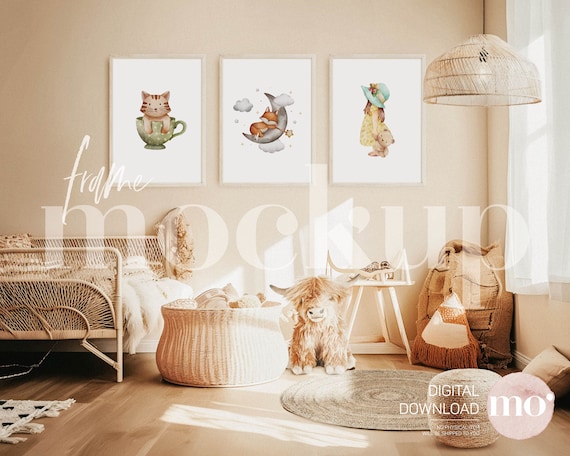 Nursery Frame Mockup: Set of 3 Vertical Frames, A3 (Digital Download)