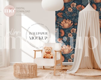 Nursery Interior Mockup: Wallpaper Template (Digital Download)
