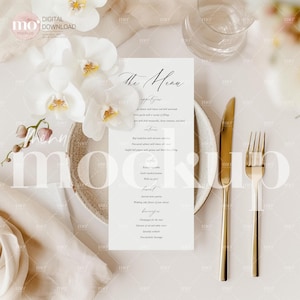 Hochzeitsmenükarten-Mockup, Blankokarten-Mockup, stationäres Hochzeit-Mockup, psd-Mockup, Hochzeitprogramm-Mockup