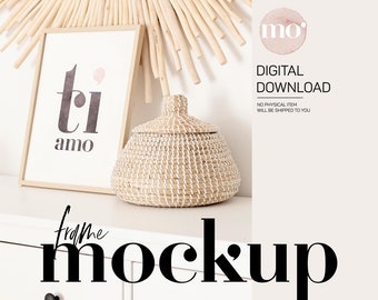Heller Holzrahmen Mockup: A4, 5x7 Artwork Display (Digitaler Download)