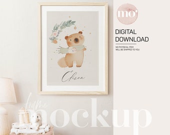 Nursery Frame Mockup: Modern Wood, 3x4 Ratio (Digital Download)