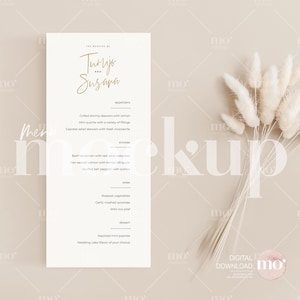 Mockup de menu, mockup de menu de mariage 4x9, mockup de carte stylisée, mockup neutre