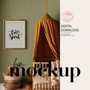 Kinderzimmer Rahmen Mockup, Boho Kinderzimmer Poster Vorlage, Gender Neutral Baby Zimmer Wand Dekor Mockup