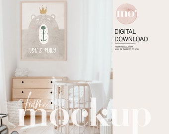 Vertical Wooden Frame Mockup: Nursery Art, 3x4 Ratio (Digital Download)