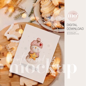 Mockup di biglietto d'auguri, mockup di cartolina di Natale, modello di carta 5x7, mockup di invito di Natale