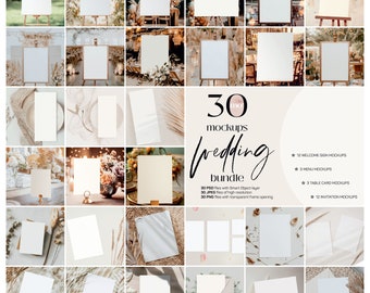 Wedding Mockup Bundle: Invitation, Menu, Sign (Digital Download)