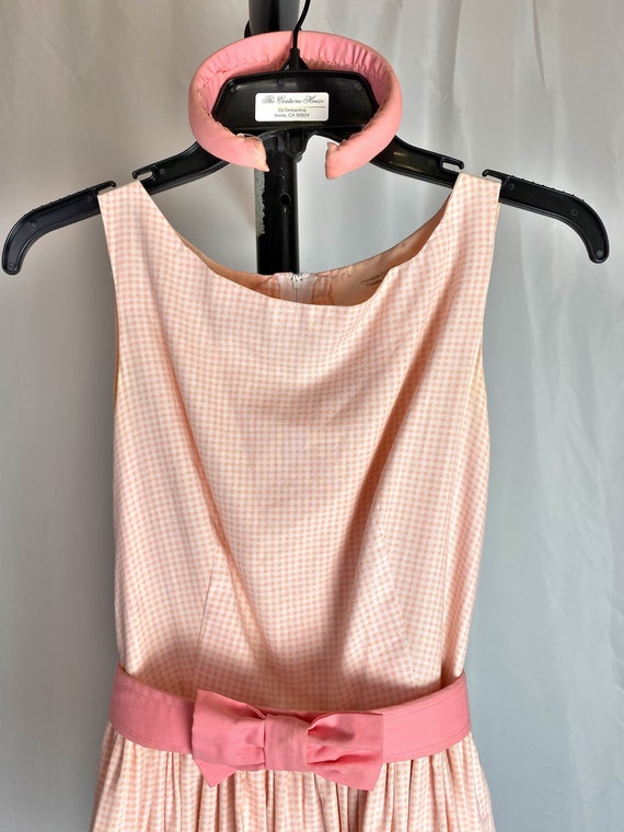 Vintage Pink Gingham Dress Sleeveless 1960s Prepp… - image 2