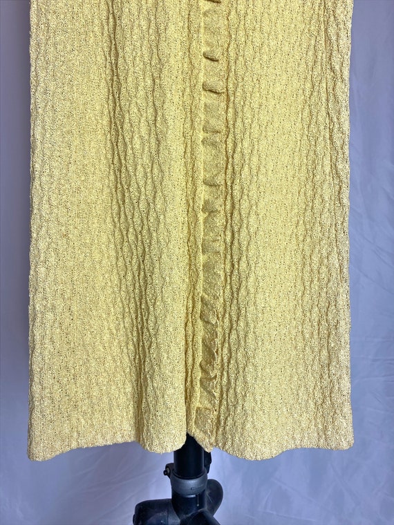 I Magnin Vintage Dress Yellow Textured High Neck … - image 4