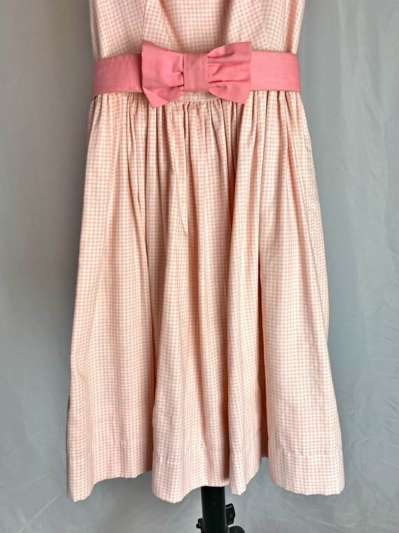 Vintage Pink Gingham Dress Sleeveless 1960s Prepp… - image 4