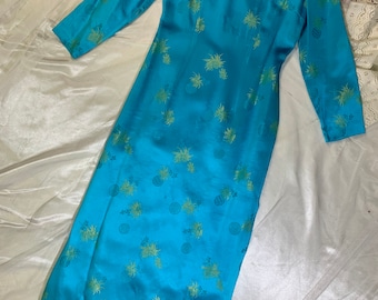 Vintage Blue Asian Dress Cheongsam by Imperial Fashion