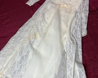 Vintage 1960s Bridal Originals Wedding Dress with Lace Cape and Bow