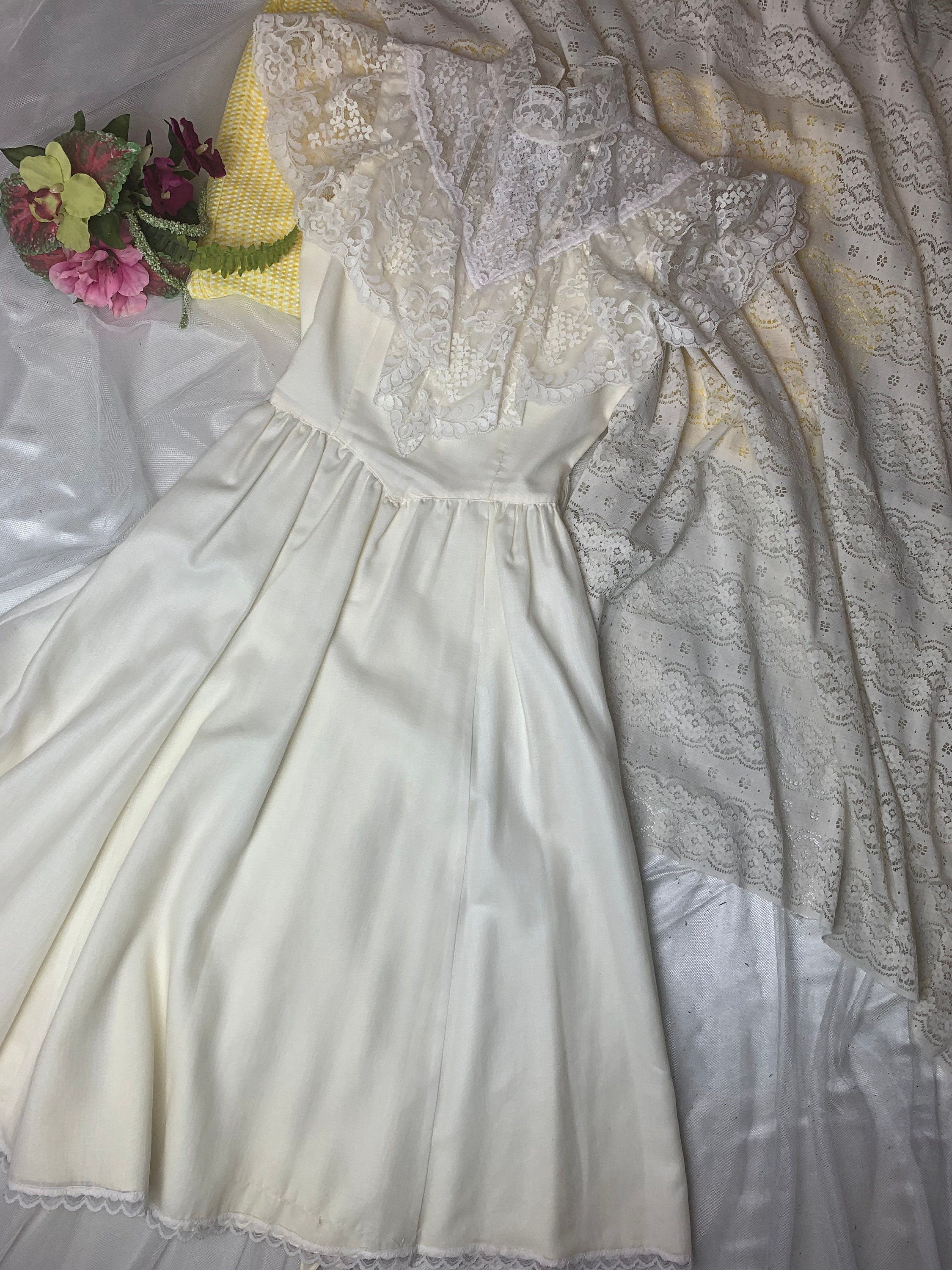 Vintage Gunne Sax Victorian Lace Prairie Wedding Bridal Dress White ...