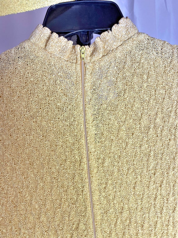 I Magnin Vintage Dress Yellow Textured High Neck … - image 6