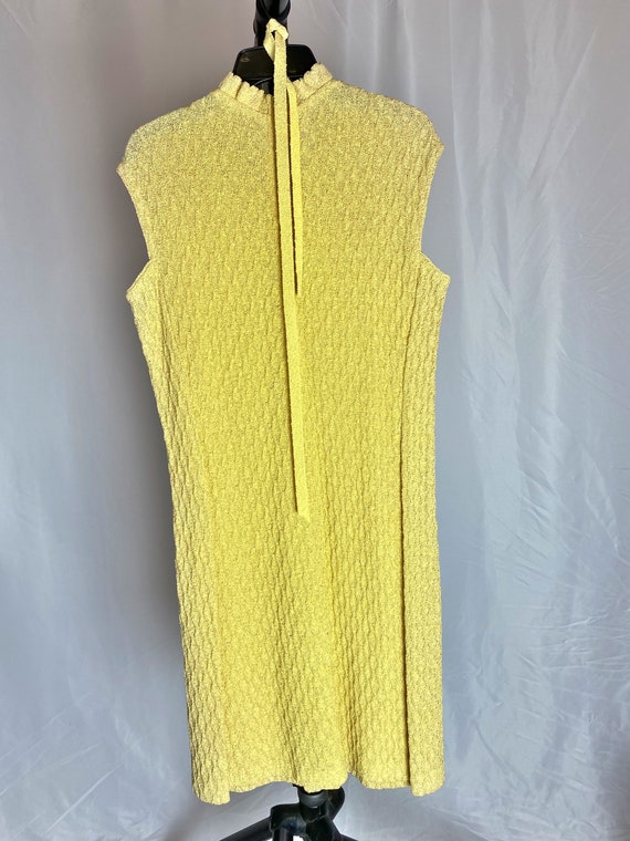 I Magnin Vintage Dress Yellow Textured High Neck … - image 5