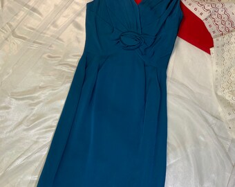 Vintage 1960s Blue Cocktail Dress by Sue Leslie