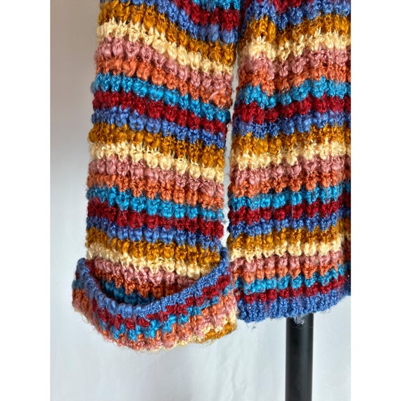 1970s Crochet Knit Top Colorful Striped Vintage L… - image 4