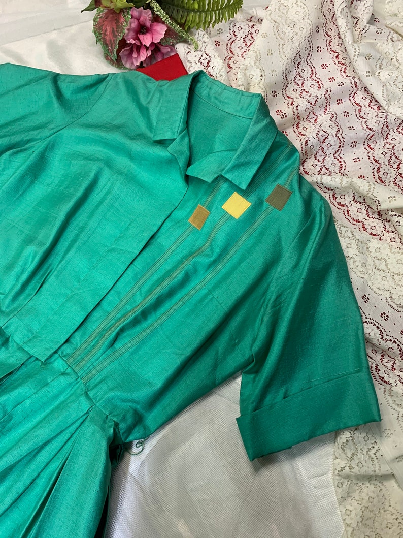 Vintage 1950s Green Shirt Dress by Norman Wiatt Etsy